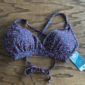 Eidon Purple Floral Bikini Top